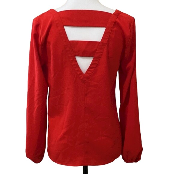 Skies are Blue Long Sleeve Satin Shirt Womens XS Open Back Romantic Career - Picture 6 of 12